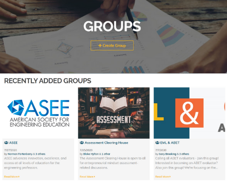 Groups Landing Page